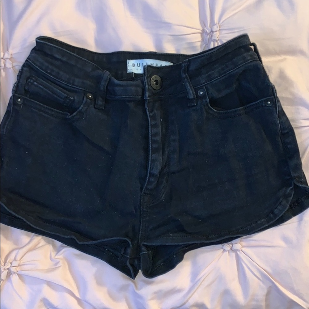 Black Super High Rise Demin Shorts